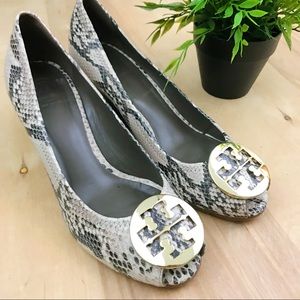 Tory Burch Sally Python leather wedge (some wear on bottom heel)